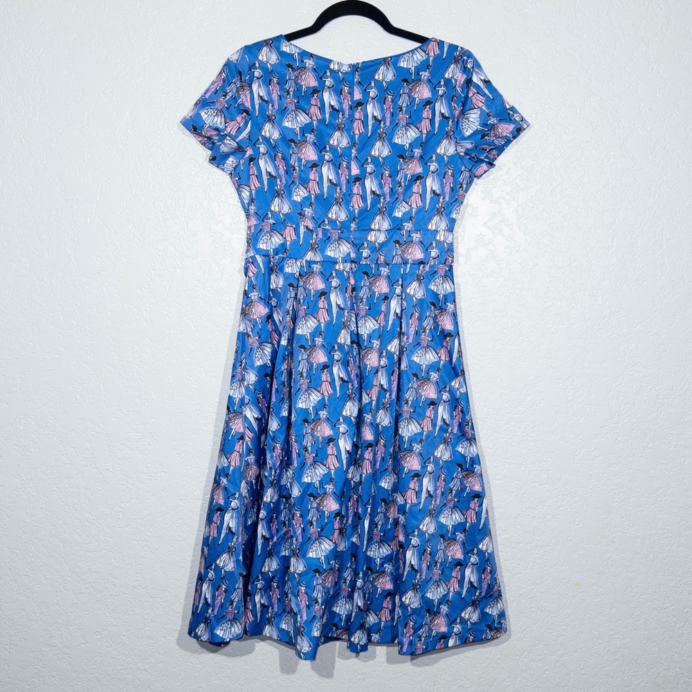 New Lindy Bop Blue Darcy 1940's Ladies‎ Fit & Flare Dress Size 6 - Picture 6 of 7